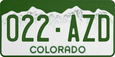 CO license plate 022AZD