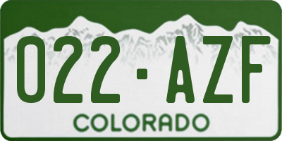 CO license plate 022AZF