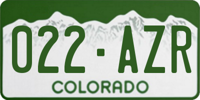 CO license plate 022AZR