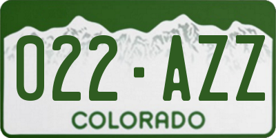 CO license plate 022AZZ