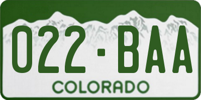 CO license plate 022BAA
