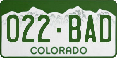 CO license plate 022BAD