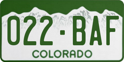 CO license plate 022BAF