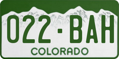 CO license plate 022BAH