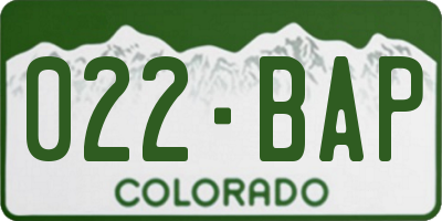 CO license plate 022BAP