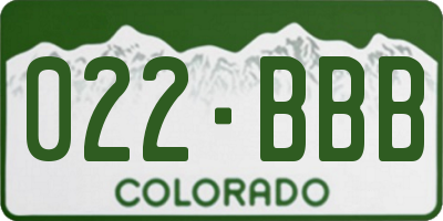 CO license plate 022BBB