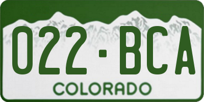 CO license plate 022BCA