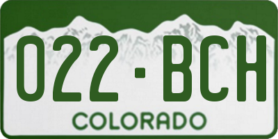CO license plate 022BCH
