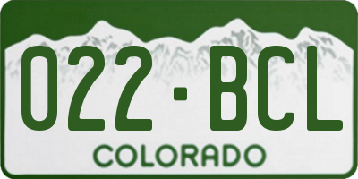 CO license plate 022BCL