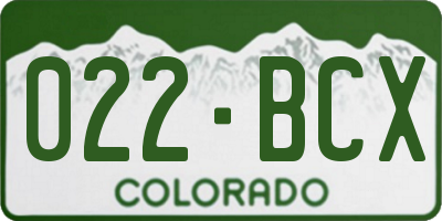 CO license plate 022BCX