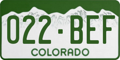 CO license plate 022BEF