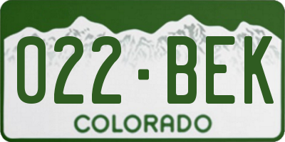 CO license plate 022BEK