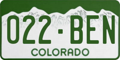 CO license plate 022BEN
