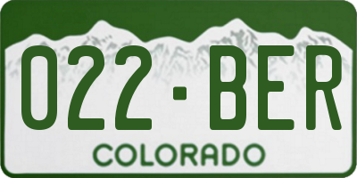 CO license plate 022BER