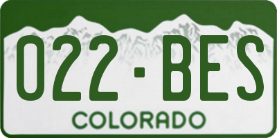 CO license plate 022BES