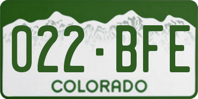CO license plate 022BFE