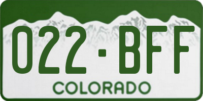 CO license plate 022BFF