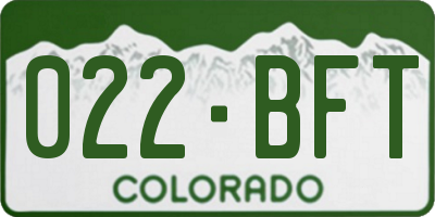CO license plate 022BFT