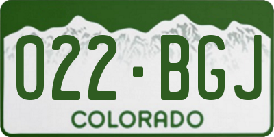 CO license plate 022BGJ