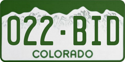 CO license plate 022BID
