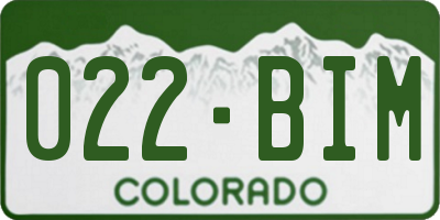 CO license plate 022BIM