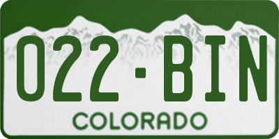 CO license plate 022BIN