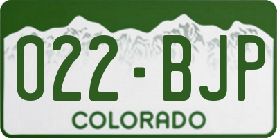 CO license plate 022BJP