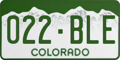 CO license plate 022BLE