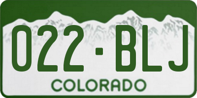 CO license plate 022BLJ