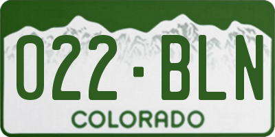 CO license plate 022BLN