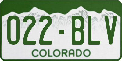 CO license plate 022BLV