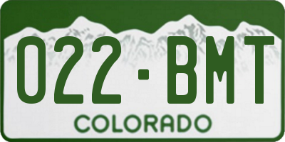 CO license plate 022BMT