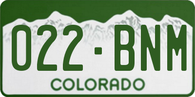 CO license plate 022BNM