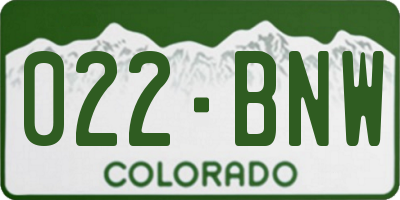 CO license plate 022BNW