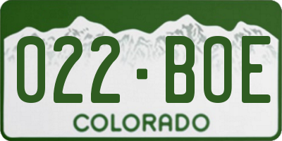 CO license plate 022BOE