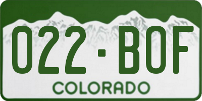 CO license plate 022BOF
