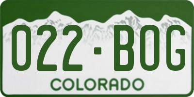 CO license plate 022BOG