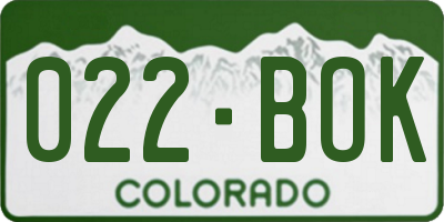 CO license plate 022BOK