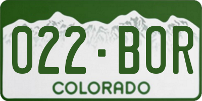 CO license plate 022BOR