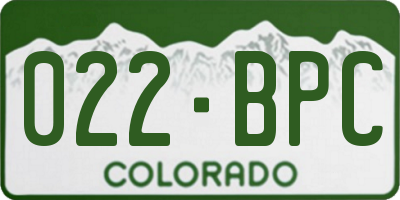 CO license plate 022BPC