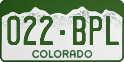 CO license plate 022BPL