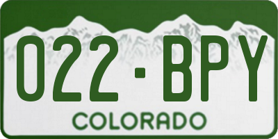 CO license plate 022BPY