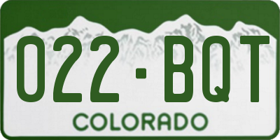 CO license plate 022BQT