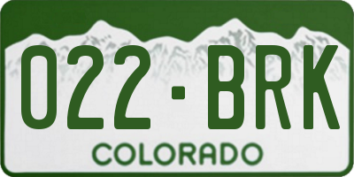 CO license plate 022BRK