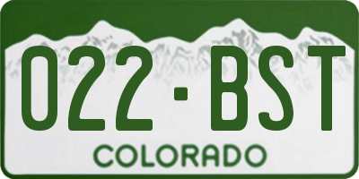 CO license plate 022BST