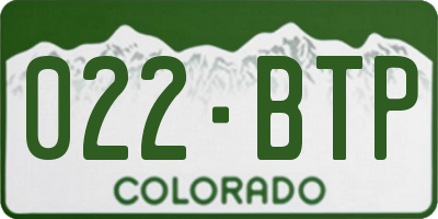 CO license plate 022BTP