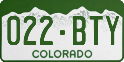 CO license plate 022BTY