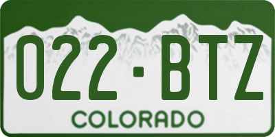 CO license plate 022BTZ