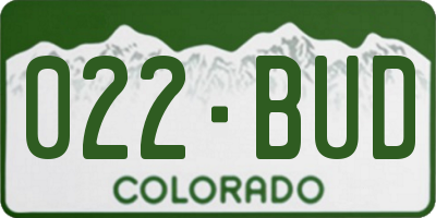 CO license plate 022BUD