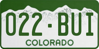 CO license plate 022BUI